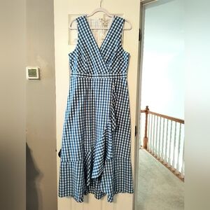 NWT J.Crew Blue Gingham Mock Wrap Dress size 12
